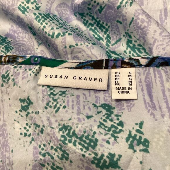 Susan Graver Printed Charmeuse Scarf Top small - Picture 8 of 13